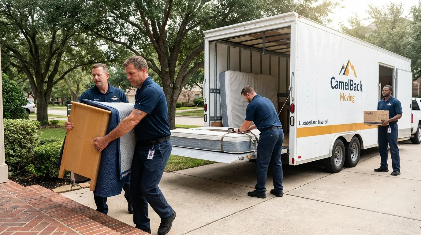 Crew loading residential truck for cross-state move from Aliso Viejo, CA