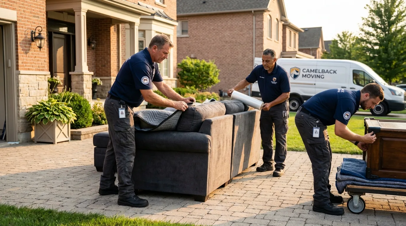 Large estate moving crew wrapping furniture in Aliso Viejo, CA